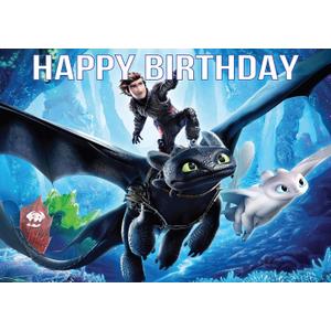 8.3 Inch Dragon Adventure Inspired Cake Topper  Square Edible Birthday Cake Decorations, Happy Birthday Cake