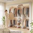 SONGMICS CUSTOS Collection - Closet System, Customizable Walk-In Closet Organizer System with Adjustable Hanging Rods and Storage Shelves, White, Fits Spaces 4-9.6 ft URGR040WZ01S