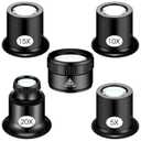 4 Pcs Jewelers Loupe Portable Monocular Magnifier Magnifying Glass Eye Loops Magnifier with 30 x 36 mm Lens Watch Jewelry Experimental Repair Tool for Textile Optical Circuit Coins (5X 10X 15X 20X)