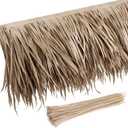 Sawysine Tiki Grass Mexican Thatch Palm Thatch Roll Duck Grass Blind Artificial Straw for Roof Tiki Bar Hut Umbrella Outdoor Decorations(1.6 x 6.6 ft,Grey) (Gray)