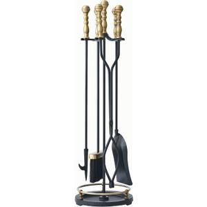 Lichamp Fireplace Tools Set, 5-Pieces Indoor Outdoor Sturdy Fire Place Poker Sets with Retro Gold Handle, FTS45GD