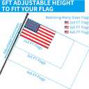 ZMTECH Flag Pole - Upgraded Bracket, 6 FT Stainless Steel Flag Poles for Outside House, Residential or Commerical, Tangle Free Flag Pole Kit for American Flag (Without Flag, Black)