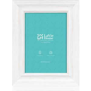 LaVie Home 5x7 Picture Frames (1 Pack, Distressed White) Rustic Photo Frame Set with High Definition Glass for Wall Mount & Table Top Display