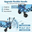VILLEY Extended Collapsible Foldable Wagon with 330LBS Weight Capacity, 220L Heavy Duty Folding Utility Garden Cart with Big All-Terrain Beach Wheels with Brake & Drink Holders, Blue