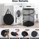 BATTOO Collapsible Laundry Basket with Lid, Large Foldable Mesh Pop Up Hamper 88L with Handles for Laundry Room, Bathroom, Kids Room, College Dorm, Travel, Storage Organizer Black, Extra Large