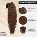 FLUFYMOOZ Ponytail Extension, 26 Inch Drawstring Ponytail Hair Extensions for WomenLong Curly Wavy Ponytail Natural Wavy Synthetic Hairpiece for Women Daily Use party (26 Inch Medium Chocolate Brown)