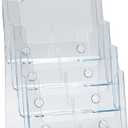 Azar Displays 252376 Four Tier, Four Pocket Letter Brochure File Holder for Flyer, Office Supplies, Paper Document or Magazines, Clear Organizer for Wall and Counter Desktop Stand, 8.5" x 11"