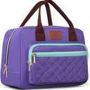 Genteen Lunch Bag Lunch box for Women Girls Teens Insulated Tote LunchBox for Adult Men Reusable Lunch Box with Front Pocket for Work, Picnic or Travel-18 Cans/14 Liters Purple