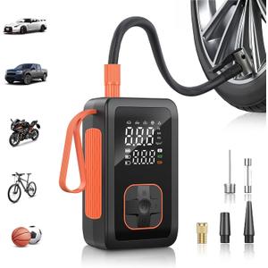 Hafuloky Tire Inflator Portable Air Compressor, 150PSI Cordless Air Pump with Cigarette Lighter Plug, Air Compressor for Car, Motorcycle, Bicycle and Balls(Black)