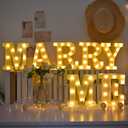 Marry Me Light Up Letters LED Marry Me Sign for Proposal Decorations Battery Operated Warm White Letter Sign for Proposal