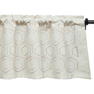 VOGOL Linen Valances for Windows, Geometric Trellis Pattern Window Toper for Living Dining Room Embroidered Valance 18 inch Long, Top Pocket, One Panel (W015)
