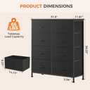 Sweetcrispy Black Dresser for Bedroom Tall, 8 Drawer Storage Organizer, 31.5"D x 11.8"W x 36.4"H