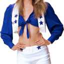 Blue Star Cheerleader Costume for Women - Girls Outfit Adult Halloween - 3 piece shirt vest and white shorts (Large)