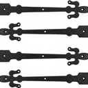 4 Pack 12'' Heavy Duty Decorative Garage Door Hinges Matte Black Powder Coated Dummy Barn Gate Hinges Strap Metal Garage Door Hardware for Barn Gate Cabinet Shutter Shed Fleur De Lis Style