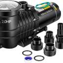 VIVOHOME 2.0HP Pool Pump - 115V/230V Self-Priming Motor - In-Ground/Above Ground - 6800GPH Energy Efficient - 1.5", 2", and 1.25"-1.5" Connectors w/Strainer Basket