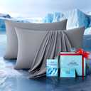 Ultra-Chill Cooling Pillowcase Set of 2 for Hot Sleepers, Softer Than Silk Pillow Cases for Protecting Hair & Skin, Breathable Bed Pillow Covers w/Zipper, Gifts for Women Men(Light Gray, Queen)