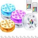 LOFTEK Submersible LED Lights with Remote, 13 LED Pool Lights for Inground Above Ground Pool with Magnets &Suction Cups,16 Color Changing Underwater Light for Ponds Battery Operated, 6 Pack