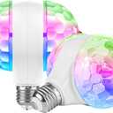 [2-Pack] Disco Lights for Parties, Colorful Rotating Magic Ball Lights with 2 Light Bulbs, RGB LED Stage DJ Light for Home Room Dance Birthday Karaoke Halloween Christmas Wedding Show Club Decorations