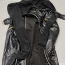 Sedmoda Women Sexy Faux Leather Mini Dress Sheer Mesh Patchwork Long Sleeve Bodycon Dresses Party Club Outfits, Size M