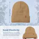 AWAYTR Satin-Lined Winter Beanie Knit Hat, Acrylic Knit with Silk Interior, Soft Slouchy Cuffed Design for Women & Men (One Size, Khaki)