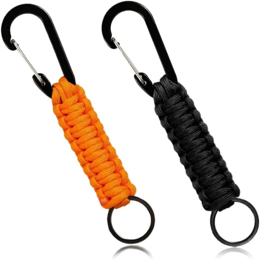 2 Pieces Carabiner Keychain Hook Paracord Keychain with Carabiner Heavy Duty Keychain Lanyard for Backpack Outdoors
