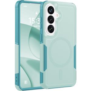Magnetic for Samsung Galaxy S26 Case Heavy Duty Protection, Military-Grade Dual-Layer Shockproof S26 Phone Case [Fit for MagSafe] Anti-Fingerprint Matte Finish Galaxy S 26 Case 6.3", Mintgreen