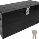 24 Inch Tool Box Flatbox Truck Bed Toolbox, RV Storage Organizer, Truck Tools Chest Box With Side Handle & Lock Key Compatible with Trailer Pickup, Black Aluminum 5 BarTread ToolBox, (24"x10"x11") (24"x10"x13")