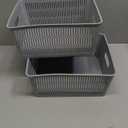 Simplify 2Pk Large Slide 2 Stack It Tote Basket | Storage & Organization | Open Bins with Stackable Capability | Bathroom | Crafts | Pantry | Playroom | Office | Grey, 9"×11"