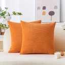 Home Brilliant Burnt Orange Euro Shams Set of 2 Fall Pillow Covers Super Soft Large Decorative Throw Pillow Covers for Halloween Patio Living Room, 26x26 inch, Orange