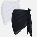 CHICGAL 2 Pieces Women Beach Sarong Bathing Suit Wrap Skirt Sheer Bikini Swimsuit Cover Ups for Swimwear (Black and White)