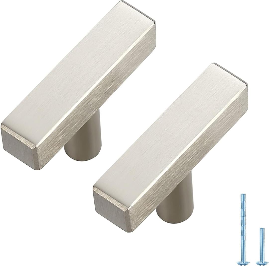Ravinte 25 Pack 2 Inch Brushed Nickel Cabinet Handles, Square Kitchen Hardware for Cabinets & Drawers, Stainless Steel Pulls with Single Hole