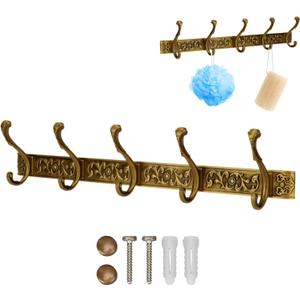 Wall Mount Coat Rack with Hooks, Wall Mounted Coat Rack Decorative Hanging Coat Rack Wall Mounted, Vintage Wall Mount Coat Hanger Rack Key Holder for Wall Hallway, Entryway, Bedroom, Living Room