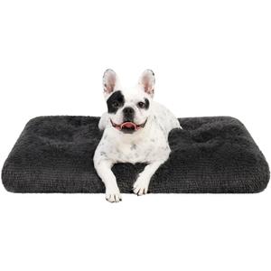 KSIIA Dog Crate Bed Washable Dog Beds for Small Dogs Deluxe Plush Fluffy Comfy Thick Kennel Pad Anti-Slip & Anti-Scratch Pet Sleeping Mat, 23 x 18 Inch, Dark Gray