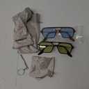 COASION Vintage 70s Flat Aviator Small Frame Sunglasses for Women Men Square Metal Design UV400 Protection Shades 2 Pack