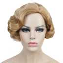 Lydell Vintage Cosplay Party Wig Light Butterscotch Short Finger Wavy Flapper Hairpiece