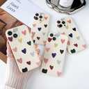 for iPhone 12 for Women Girls Cute Design Soft Silicone Camera Protection Protective Lovely Heart Phone Case for iPhone 12