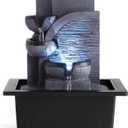 WICHEMI Tabletop Water Fountain with LED Lights Indoor Waterfall Fountains Relaxing Water Feature Indoor Fountains Zen Meditation Desktop Fountain for Home Office Bedroom Decor (Style 6)