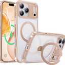 CASEKOO Champagne Gold for iPhone 17 Pro Max Case with Ultra Magnetic Stand, Fit for MagSafe, 16FT Military Grade Protection, Kickstand for Viewing & Work, Clear Back, Champagne Gold