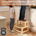 Toddler Step Stool, Step Stool for Kids, Toddler Stool for Bathroom Sink & Potty Training, Wooden Step Stools w Non Slip Base for Kitchen, Bedroom