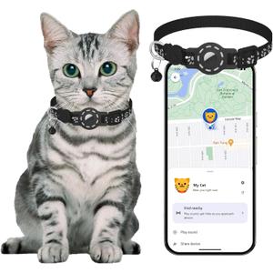 Cat Tracker No Monthly Fee - Works with Android, GPS Pet Collar for Cats | Waterproof | Replaceable Battery | Anti-Lost, Android Tracker Tag, Bluetooth Smart Item Finders