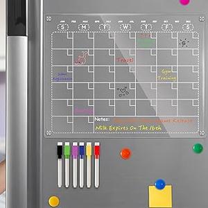 Magnetic Calendar for Refrigerator, Acrylic Fridge Calendar for Easy Organizing, Clear Monthly Planner Whiteboard for Refrigerator 11.8"x9.8"