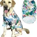 Dog Shirt, Hawaiian Summer Colorful Printed Pet Clothing Breathable and Cool Beach Style Big Dog Boy and Girl Shirt (2X-Large, Green)