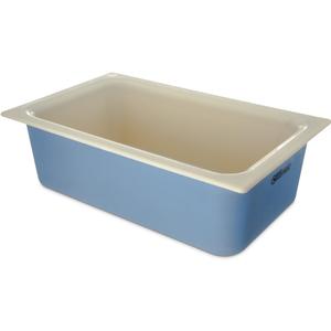Carlisle FoodService Products Coldmaster Coolcheck Full Size Food Pan Insulated Food Pan with Refrigerant Gel Filling, Plastic, 15 Quarts, White, Blue