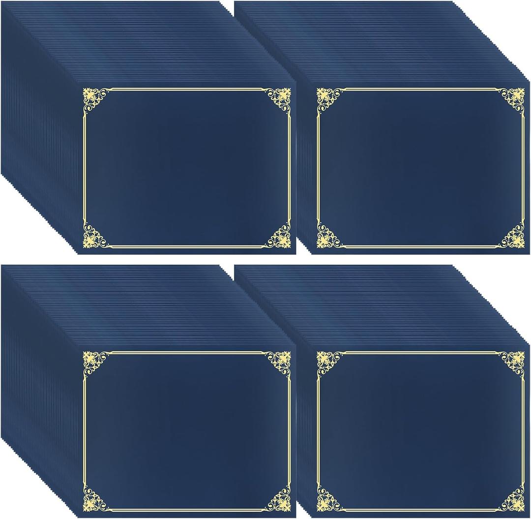 110 Pcs Certificate Holders Bulk, Navy Blue Diploma Covers Gold Foil Border, Document Covers for Letter Size 8.5x11" Award Certificates, Cardstock, Document Papers, Graduation