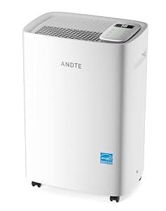 ANDTE 80 Pints Energy Star Dehumidifier for Basement and Home, 5500 Sq.Ft Large Room Dehumidifiers with Drain Hose for Bathroom Living room, Smart Humidity Control, Touch Control Panel, Memory Restar