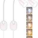 2 Pack LED Wall Mounted Bedside Reading Light, 3 Color Modes,10 Brightness Dimmable, USB Charging Port, Memory Timer Adhesive Wall Light Night Lamp for Books in Bed, Eye-Caring Bedroom Lighting White