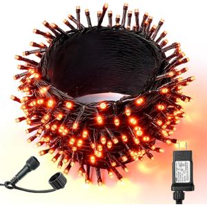 WBao Halloween Lights 300LED 108ft, Super Bright LED Orange String Lights with UL Certified, 8 Lighting Modes, Timer, Connectable, Memory & Waterproof for Indoor Outdoor Halloween Decor