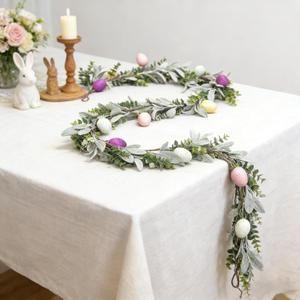 6 FT Easter Egg Garland with Lights 10 Large Colorful Eggs 3 AA Battery Operated Bendable Copper Wire Vine PVC Leaves Foam Eggs for Home Kitchen Window Mantel Decor