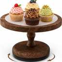 Wooden Cake Stand, 6 Inch Rotating Turntable Pedestal, Smash Cake