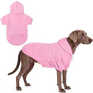 KOOLTAIL Basic Dog Hoodie - Soft and Warm Dog Hoodie Sweater with Leash Hole and Pocket, Dog Winter Coat, Cold Weather Clothes Sweatshirt for Small Medium Large Dogs Puppy Cat Boys Girls Pink XL/XXL
